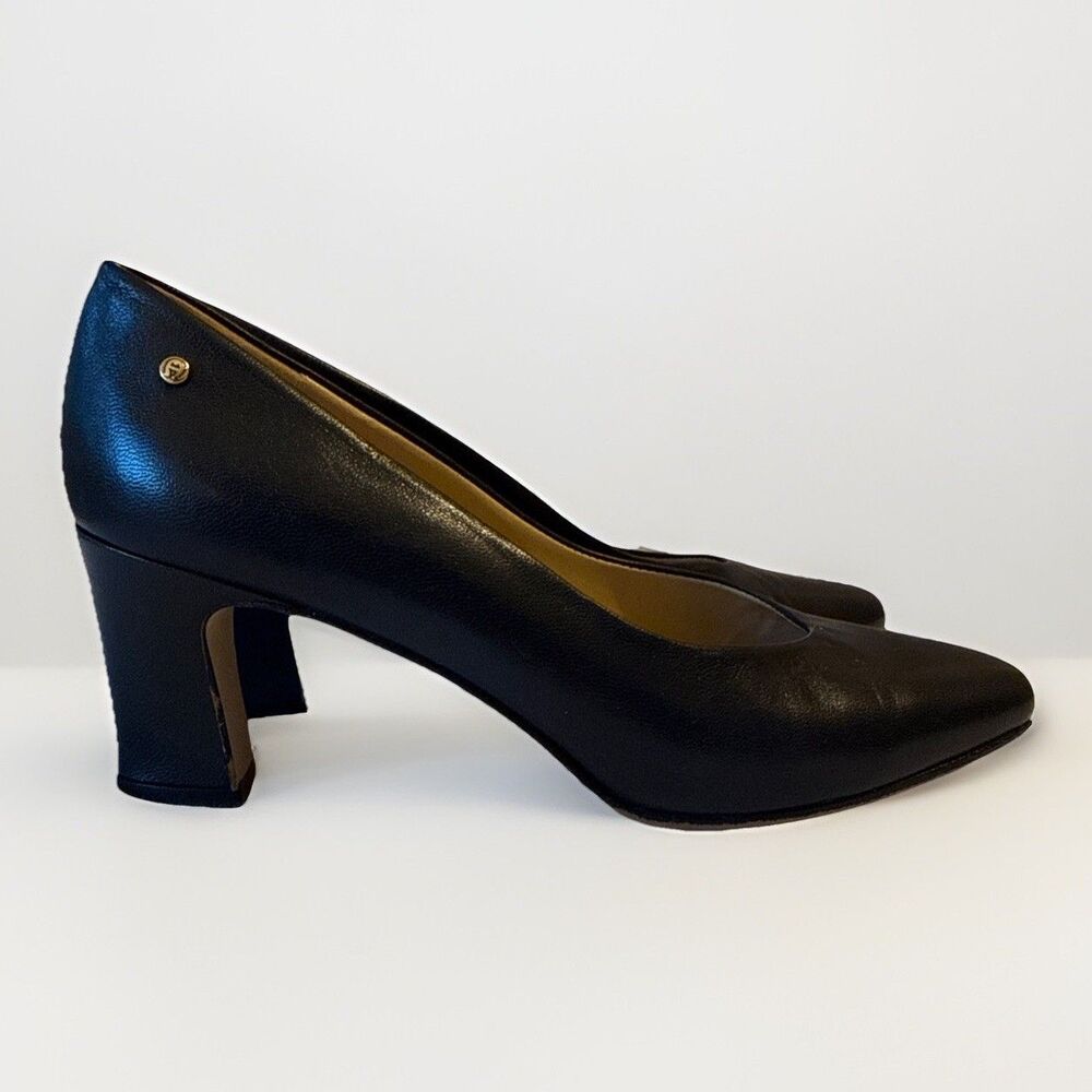Etienne Aigner | Size 6 Taylor Womens Leather Navy Blue Pump Heels 90's Vintage